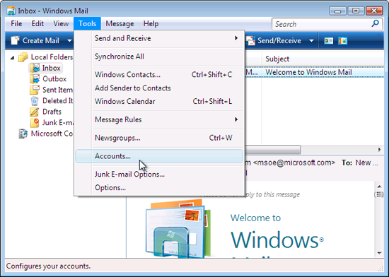 Windows Vista Mail Configuration